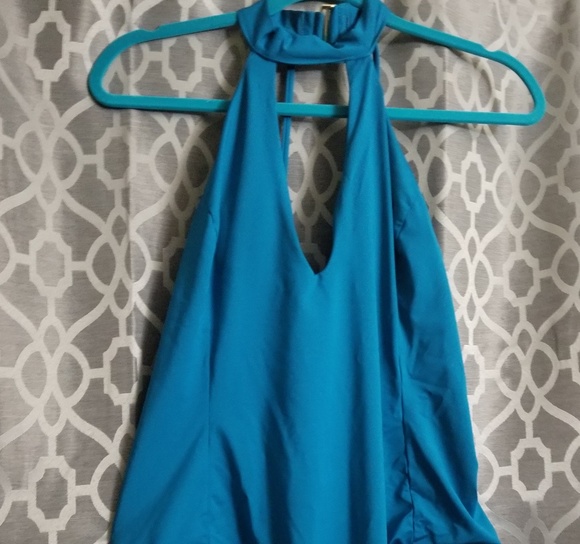 Laundry by Shelli Segal One Piece Teal Plunge Swim - Picture 2 of 4
